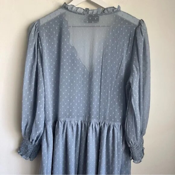 ASOS Curve midi smock dress with shirred cuffs in blue size US12 - Picture 3 of 3